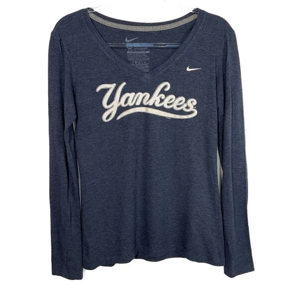 Nike 2012 Blue White New York Yankees Long Sleeve Shirt Medium - Picture 8 of 8